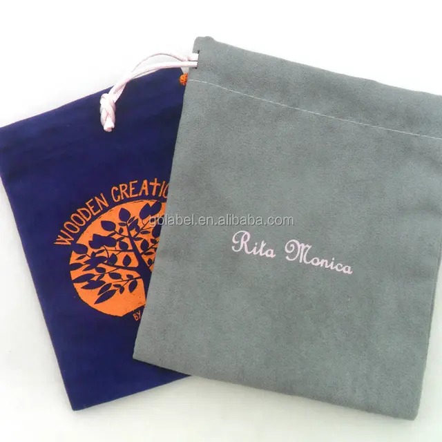 custom logo print reusable drawstring velvet gift pouch