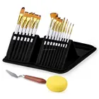15 Pieces Silver Wooden Handle Artist Brush Set Paint Brushes with Nylon Hair for Watercolour, Oil, Acrylic Paints