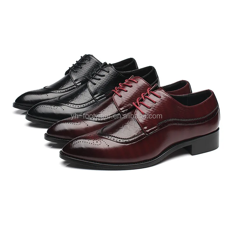 Brogue business men dress shoes Crocodile pattern leather men oxford shoes