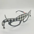 Halloween Black and White Grid Clown Cap Decorative Glasses