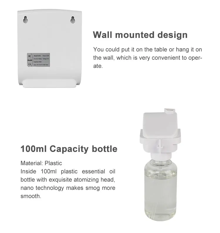 벽 산 기능을 가진 100ml 냄새 공기 유포자 체계 8