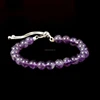 CJ01771 Adjustable Bracelet 925 Sterling Silver Slide Ball with Gemstones Amethyst Round Beads Jewelry