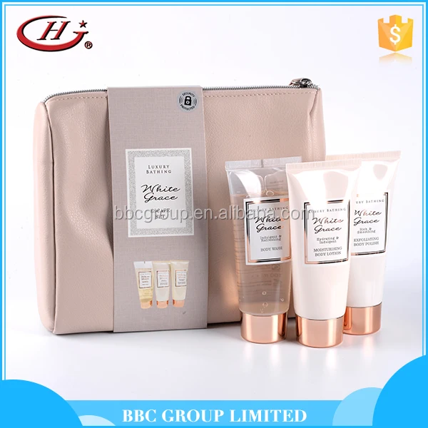 custom 3pcs natural ingredients lady spa travel body care set