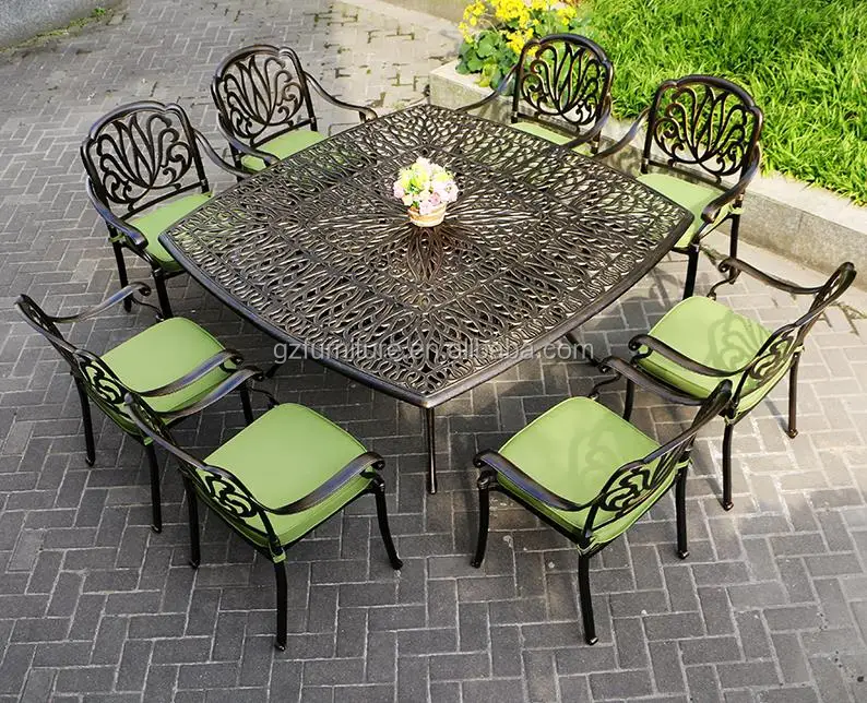 Cast Aluminum Patio Dining Set 9pc Outdoor Furniture Square Nassau Table 8 Chair Buy Outdoor Garden Furniture Classic Dining Table Set Dining Set Table Product On Alibaba Com