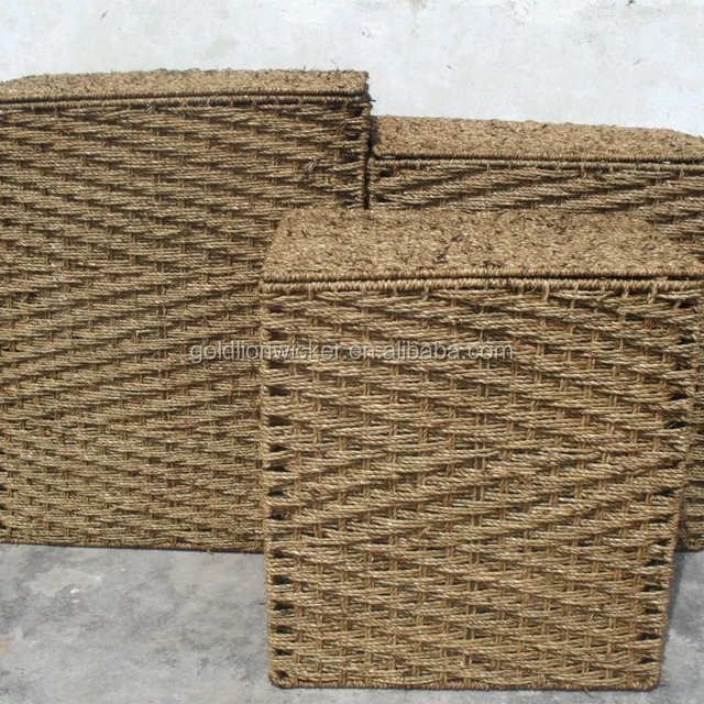 s/3 rectangular seagrass hampers basket (in natural color)
