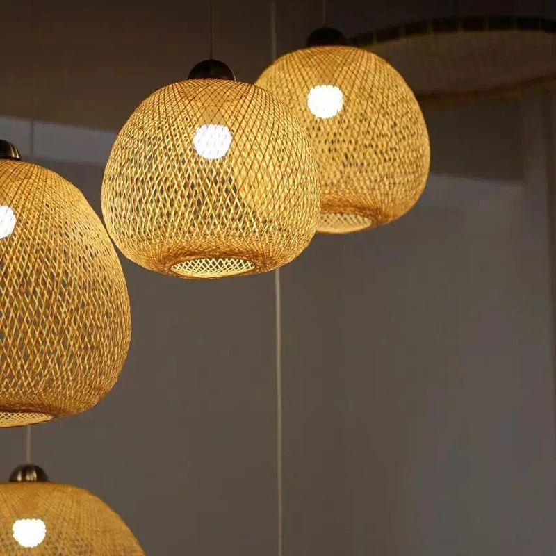Nordic style interior designer fancy light for home bamboo lamp shades modern craft hanging pendant light