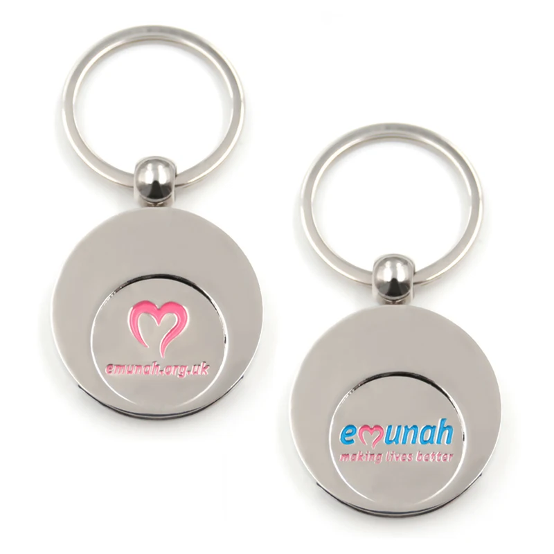 High quality metal material custom trolley coin keychain with your own logo from China