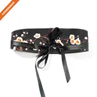 New Products Embroidery PU Leather Women Wide Obi Belt