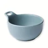 Blue round small ceramic serving bowl with handle