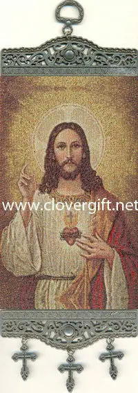 Sagrado Corazón de Jesús católica tapiz colgante de pared de icono