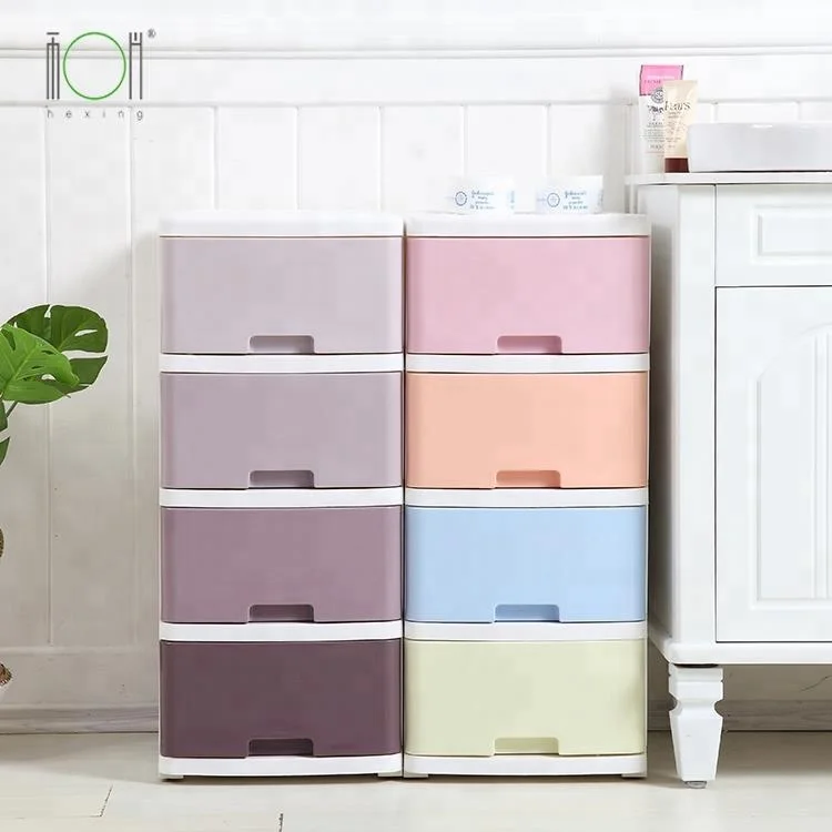 Colorful Purple Gradient Plastic Clothes Sundry Storage Cabinets