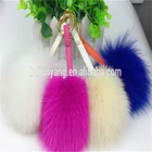 Pretty gift wrap fur pom bag charm fox fur pom pom accessory wholesale fur ball