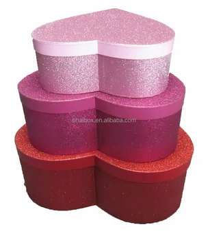 heart shape glitter paper gift box
