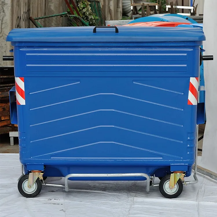 Custom 1700l Outdoor Large Commercial Mobile Galvanized Steel Metal Street Rubbish Storage Waste Bin Container/