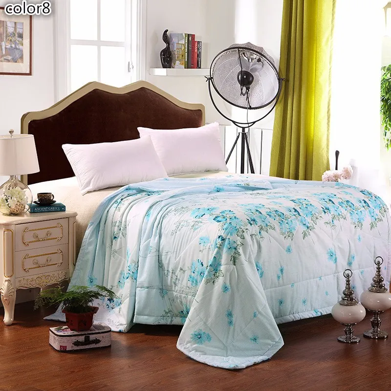 Green summer flowers cartoon 100% cotton summer or autumn air conditioning blanket quilt bedding comforter home tetile.