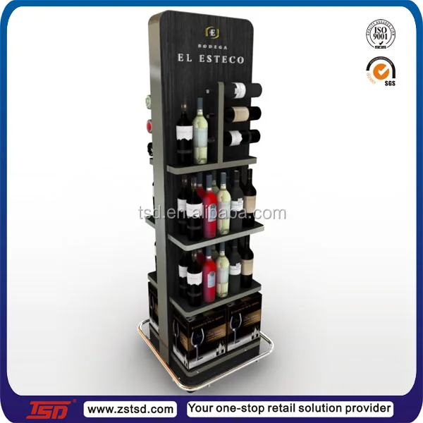 TSD-W5476 wood wine display, wine display rack, wood floor stand bottle display