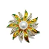 Rinhoo Pearl Alloy Flower Brooches Jewelry For Women