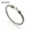 Stainless Steel Open Cable Wire Bangles Bracelets For Women Famous Brand Jewelry Ladies Silver Cuff Bangle Wholesale