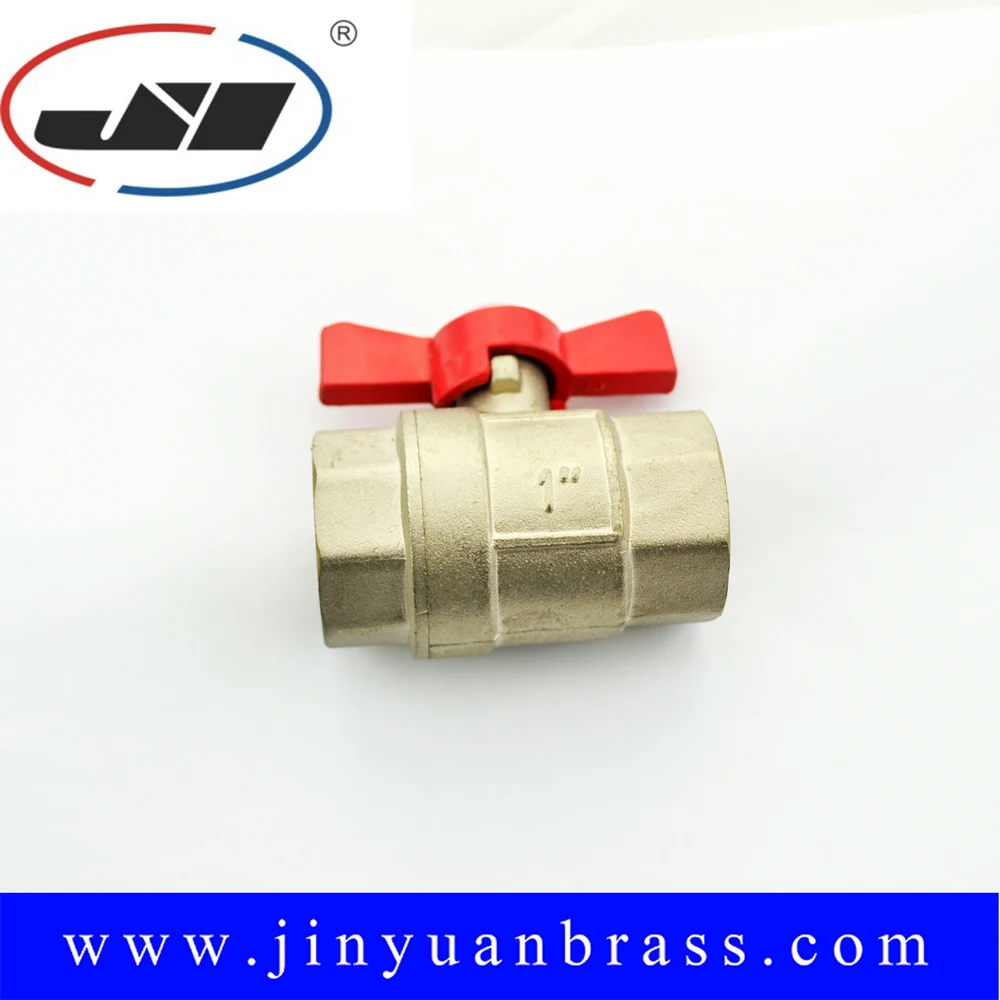Female Brass Ball Valve with Aluminum Butterfly Handle Nickel Plated DN25