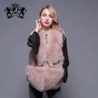 Girlfriend's Birthday Gift Knitted Fox Fur Vest With Fur Collar