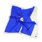 Simple Design Blue Geometric Printed Neckerchief Twill Silk Scarves Custom Made with Hand Rolled Hemming