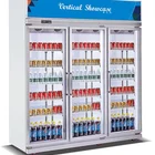 Supermarket Commercial Upright Freezer 3 Glass Doors Display Fridge