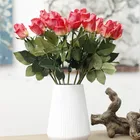 hot sale real touch silk artificial royal blue pink single rose flower