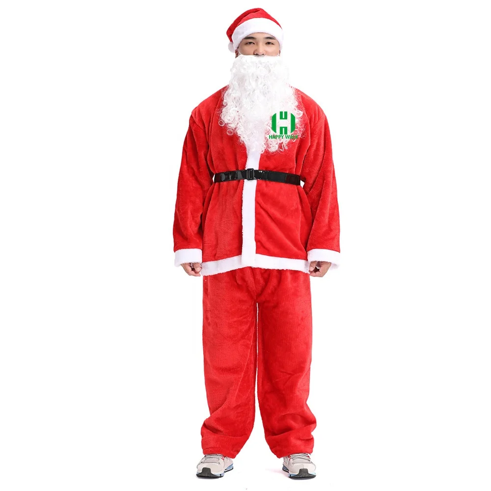 גברים באיכות גבוהה למבוגרים גודל רך סנטה קלאוס קמע תלבושות המפלגה תחפושת עבור חג המולד