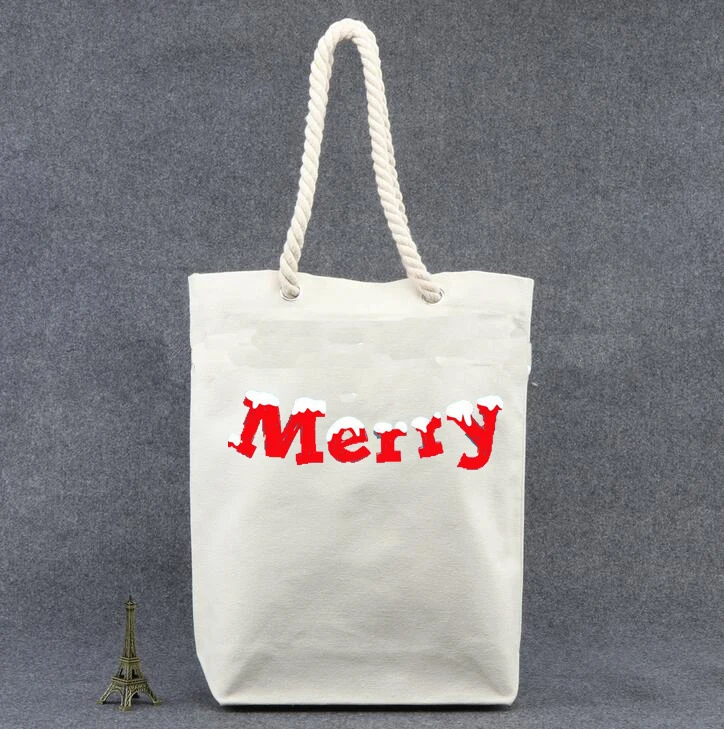 christmas style cotton shopping bag/wholesaler tote bag with