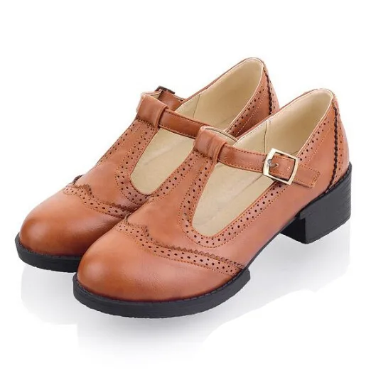 Leather Shoes Woman 2015 New Women's Shoes Platform Heel Flats Vintage Casual Womens Oxfords Sandals Shoes DX808