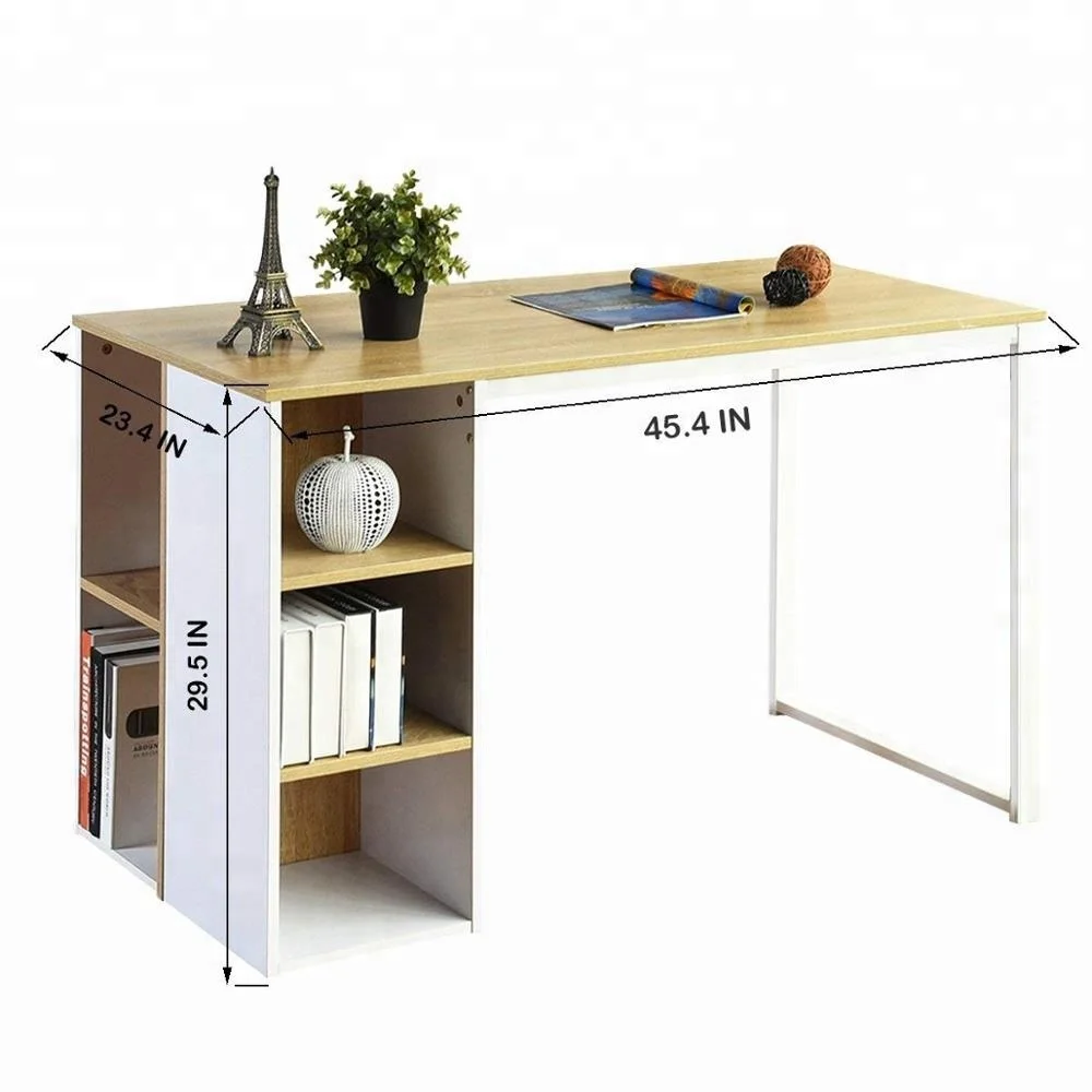 Computer Desk Office Writing With 5 Side Shelves Large Study Table Modern Laptop Notebook Wooden Workstation