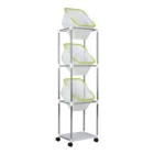 3 tiers clothes rack laundry room storage organizer removable cart