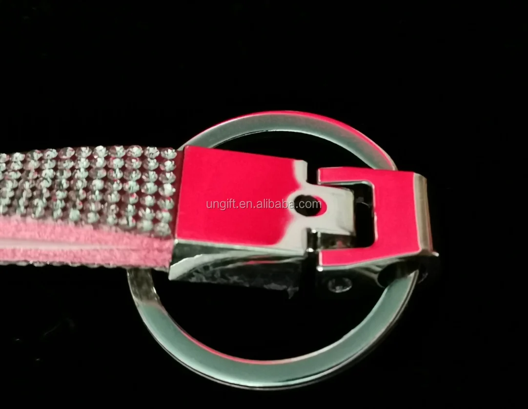 wholesale rhinestone wristlet keychain with with custom logo key