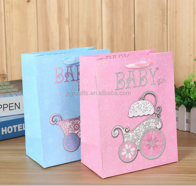 baby shower gift boy blue luxurious carriage paper bag