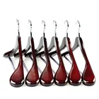 Garment Display Colour Mahogany Wide Shoulder Wooden Coat Hangers with Pants Bar
