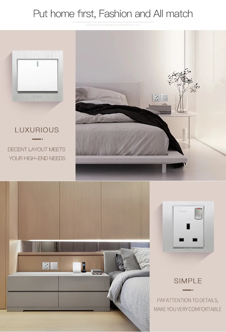 SIASE 220V 250V 3 gang luxury wall light electric switch