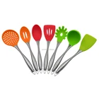 Best selling products kitchen equipment for home eco-friendly 7pcs stainless steel handle silicone kitchen tool set