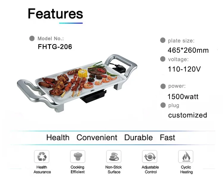 465*260mm portable electric barbecue grill for us