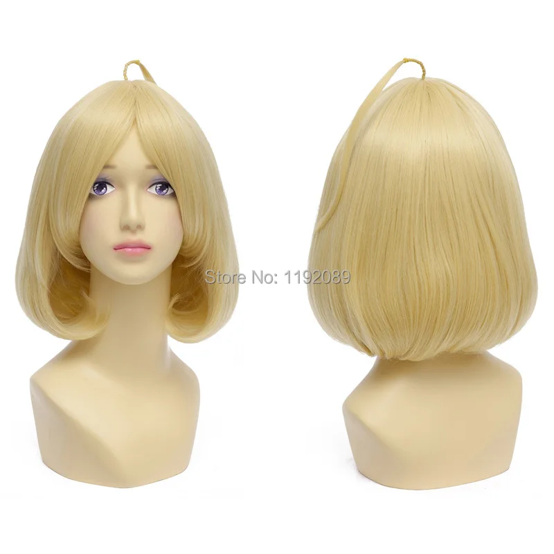 Cheap 12 inches Short Straight Blonde Bangs Anime Cosplay Wig Riddle Story Of Devil Synthetic Hair Wigs