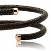 Fashion jewelry black color stingray bracelet,cheap double wrap leather stingray bracelet