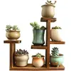 Wooden Tabletop Plant Stand Decorative Planter Holder Desktop Flower Pot Rack Shelf for Home Office