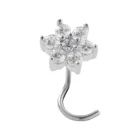 316L steel flower design Prong Set CZ gemmed Nose stud Body Piercing Jewelry