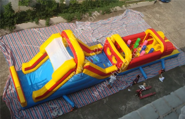 New Commercial Sport Theme Inflatable Obstacle Course With Pool