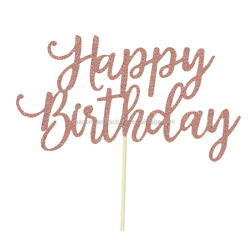rose gold cake topper for happy birthday first birthday cupcake