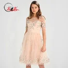 High Quality Elegant Short Sleeve Embroidered Lace Party Cocktail Dress