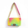 Colorful mini fashion Totes Chain Cross-body Buckle Purses women crossbody pvc jelly bag
