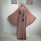 LR260#2019 New design Dubai Islamic Clothing Muslim Abaya Embroidery cardigan Long Sleeve Waistbelt robe evening dress