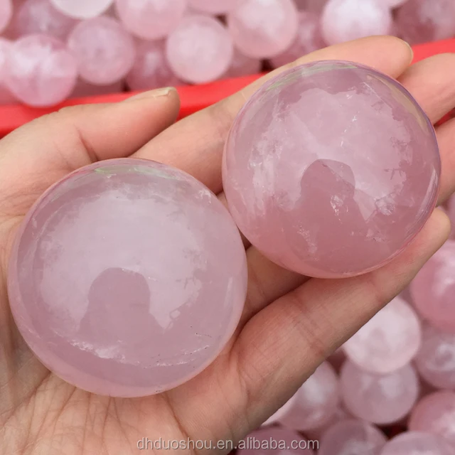 40mm natural high polished rose quartz stone ball personalized