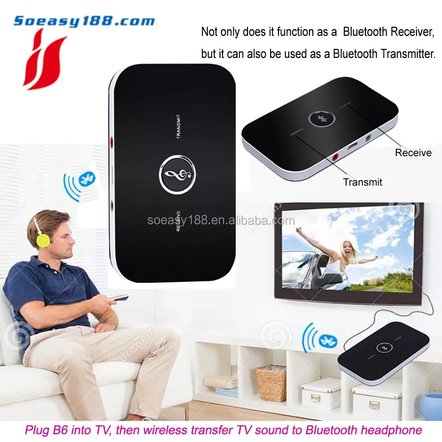 2016新しいbluetoothオーディオ送信機受信機2で1ステレオアダプタ用テレビpcヘッドセットオーディオデバイス仕入れ・メーカー・工場