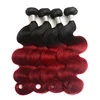 2018 Hot-sale 1b 99j Wine Red Burgundy Ombre 2 Tone Brazilian Virgin Body Wave bundle Hair